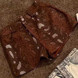 Snakeskin high waisted shorts. Size small